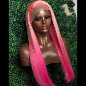 24 inch layered pink ombré wig human hair